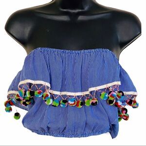 Lucy Love Tapas Hour Pom Pom Top Sz XS